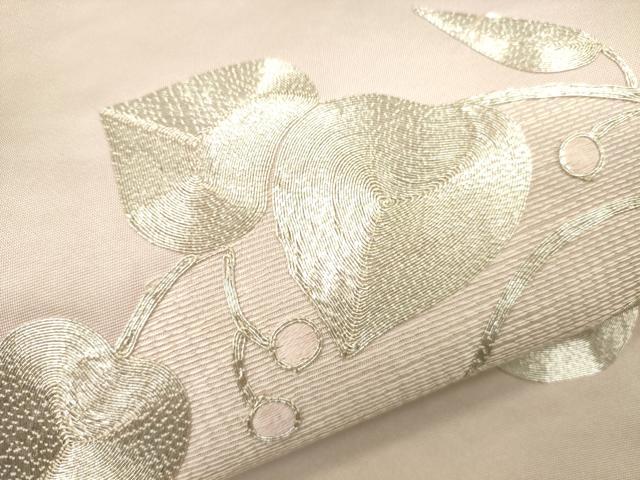 平和屋着物●袋帯 刺繍 唐草文 銀糸 正絹 逸品 CAAM4316eg
