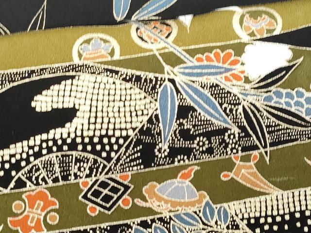 平和屋着物□豪華黒留袖 駒刺繍 鳳凰葛帯吉祥文 金彩 正絹