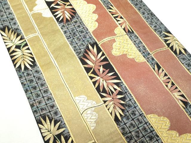 平和屋着物□六通柄袋帯 枝葉間道 金糸 正絹 逸品 CAAM7695fb