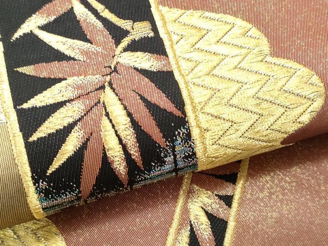 平和屋着物□六通柄袋帯 枝葉間道 金糸 正絹 逸品 CAAM7695fb