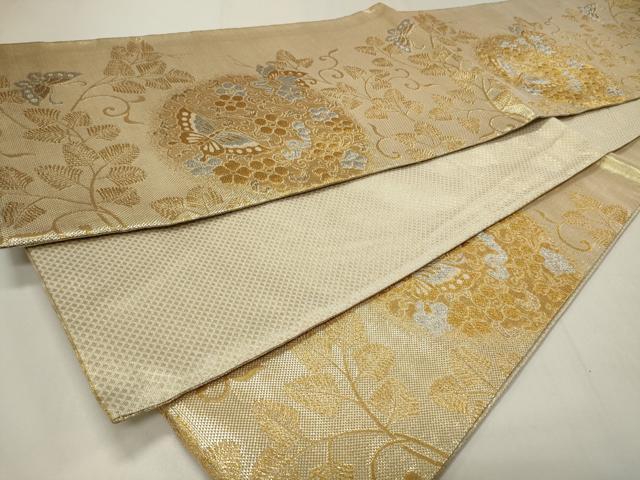 平和屋着物■六通柄袋帯　花蝶文　金銀糸　正絹　逸品　CAAM8020in