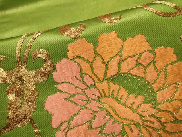 平和屋着物■太鼓柄袋帯　唐織　総刺繍　駒刺繍　正絹　逸品　CAAM8027in