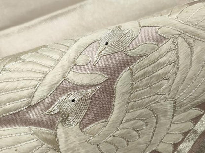 平和屋着物■六通太鼓柄袋帯 駒刺繍 鳳凰菱文 銀彩 正絹 逸品 CAAM8194in