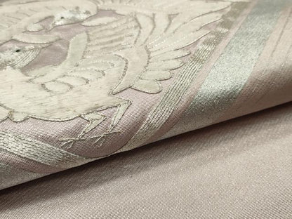 平和屋着物■六通太鼓柄袋帯 駒刺繍 鳳凰菱文 銀彩 正絹 逸品 CAAM8194in