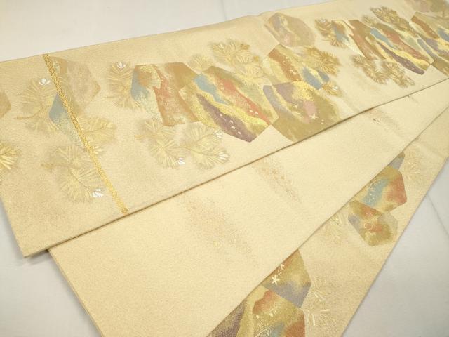 平和屋着物■西陣 竹内織物謹製 六通太鼓柄袋帯 唐賀亀甲文 金銀糸 正絹 逸品 CAAM8417ch