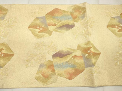 平和屋着物■西陣 竹内織物謹製 六通太鼓柄袋帯 唐賀亀甲文 金銀糸 正絹 逸品 CAAM8417ch