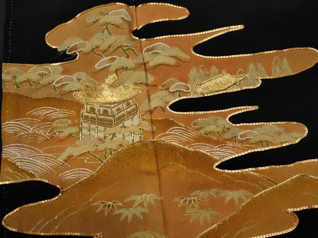 平和屋着物○豪華黒留袖 駒刺繍 浜松風景文 正絹 逸品 CAAW7202yc