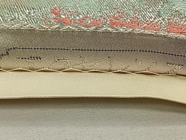 平和屋着物◎六通柄袋帯　流水花蝶文　金銀糸　正絹　逸品　CAAN3659qv