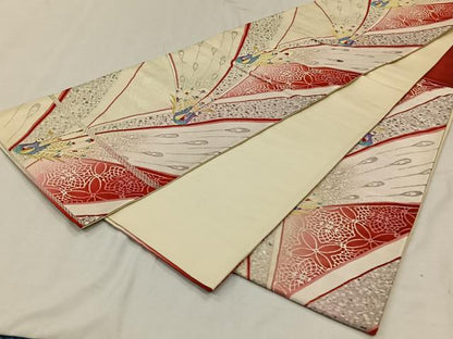 平和屋着物◎六通柄袋帯　孔雀文　金銀糸　正絹　逸品　CAAN3665qv
