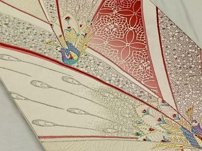 平和屋着物◎六通柄袋帯　孔雀文　金銀糸　正絹　逸品　CAAN3665qv