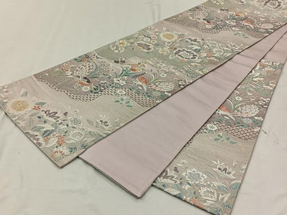 平和屋着物◎六通柄袋帯　道長更紗　銀糸　正絹　逸品　CAAN3675qv