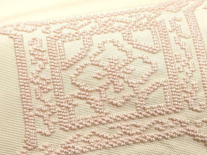 平和屋着物■太鼓柄袋帯 総刺繍 吉祥花文 正絹 逸品 CAAO0946ch