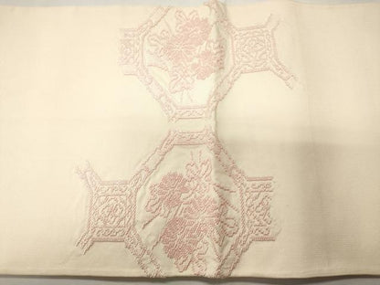 平和屋着物■太鼓柄袋帯 総刺繍 吉祥花文 正絹 逸品 CAAO0946ch