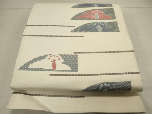 平和屋着物■六通柄袋帯 横段孔雀文 正絹 逸品 CAAO1226in