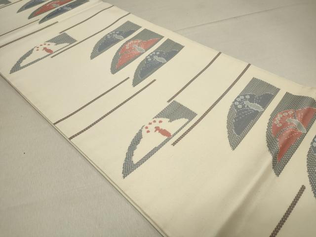 平和屋着物■六通柄袋帯 横段孔雀文 正絹 逸品 CAAO1226in