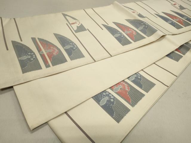 平和屋着物■六通柄袋帯 横段孔雀文 正絹 逸品 CAAO1226in