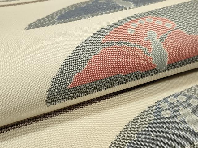 平和屋着物■六通柄袋帯 横段孔雀文 正絹 逸品 CAAO1226in