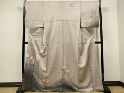 平和屋着物■訪問着　枝花文　たたき染め　金彩　正絹　逸品　CAAO1735ou