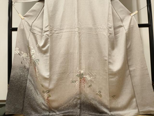 平和屋着物■訪問着　枝花文　たたき染め　金彩　正絹　逸品　CAAO1735ou