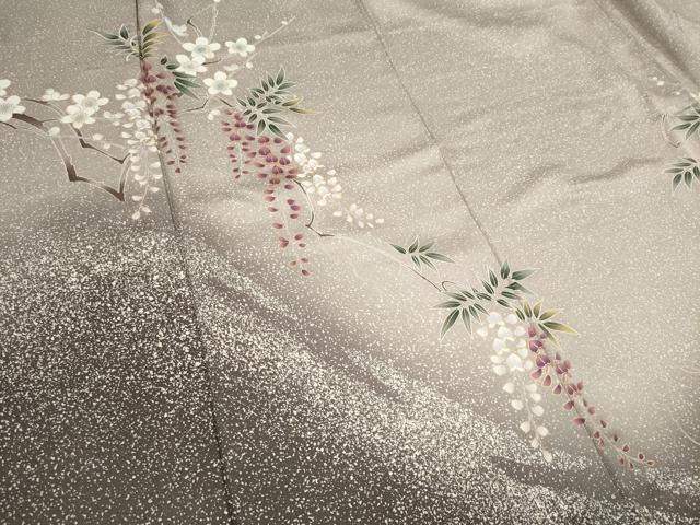 平和屋着物■訪問着　枝花文　たたき染め　金彩　正絹　逸品　CAAO1735ou