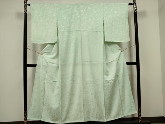 平和屋着物■上質な色無地　洋花唐草地紋　千草鼠色　正絹　逸品　CAAO1737ou