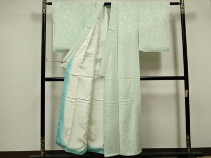 平和屋着物■上質な色無地　洋花唐草地紋　千草鼠色　正絹　逸品　CAAO1737ou