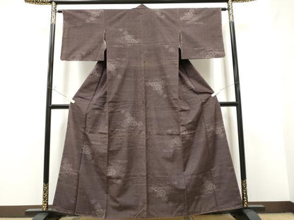 平和屋着物●結城紬 100亀甲 草花文 正絹 逸品 CAAO2376hy