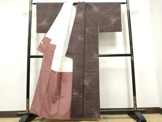 平和屋着物●結城紬 100亀甲 草花文 正絹 逸品 CAAO2376hy