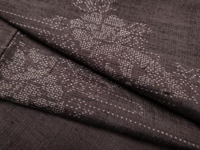 平和屋着物●結城紬 100亀甲 草花文 正絹 逸品 CAAO2376hy