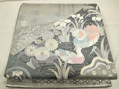 平和屋着物◎西陣 六通柄袋帯 唐織 鴛花文 金糸 引箔 正絹 逸品 CAAO4268qe