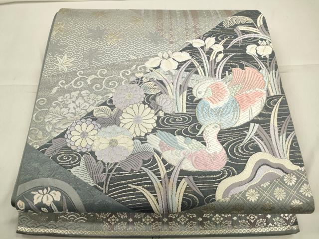 平和屋着物◎西陣 六通柄袋帯 唐織 鴛花文 金糸 引箔 正絹 逸品 CAAO4268qe
