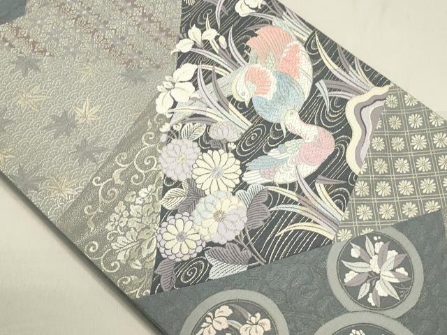 平和屋着物◎西陣 六通柄袋帯 唐織 鴛花文 金糸 引箔 正絹 逸品 CAAO4268qe