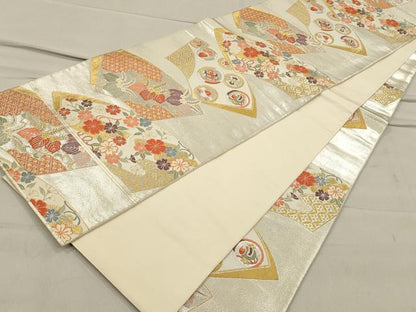 平和屋着物◎六通柄袋帯 地紙吉祥文 金銀糸 引箔 正絹 逸品 CAAO4289qe