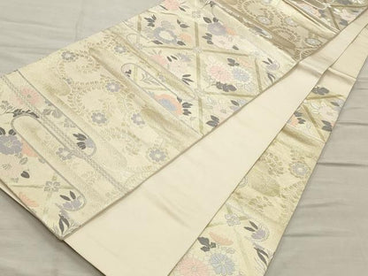 平和屋着物◎六通柄袋帯 唐織 天上花文 金銀糸 正絹 逸品 CAAO4341qe