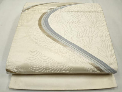 平和屋着物◎六通柄袋帯 流水吉祥花文 金糸 正絹 逸品 CAAO4469qe