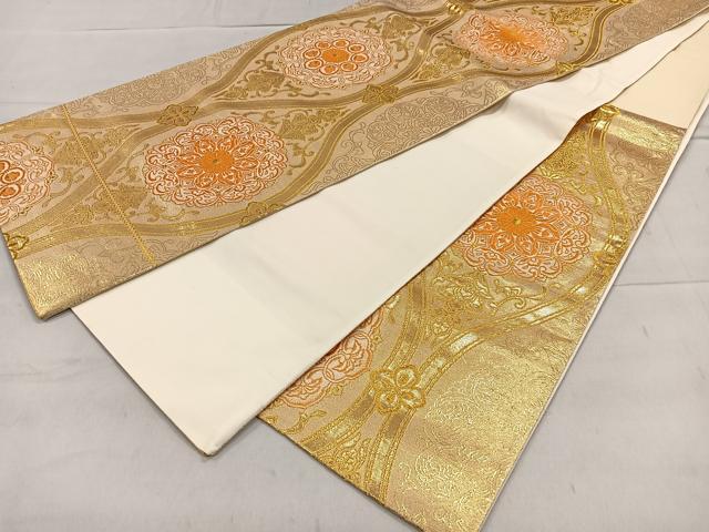 平和屋着物◎西陣 六通柄袋帯 立涌花文 金糸 証紙付き 正絹 逸品 CAAO4885xe