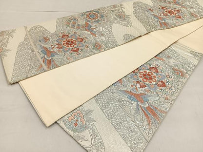平和屋着物◎六通柄袋帯 唐織 更紗花蝶紋 正絹 逸品 CAAO4911xe