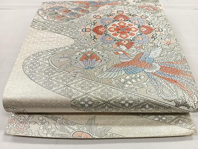 平和屋着物◎六通柄袋帯 唐織 更紗花蝶紋 正絹 逸品 CAAO4911xe