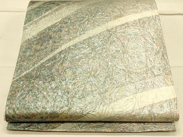 平和屋着物●六通柄袋帯 向かい鳥花丸文 金彩 正絹 逸品 CAAO7040th