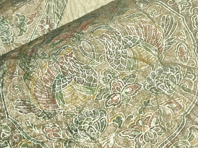平和屋着物●六通柄袋帯 向かい鳥花丸文 金彩 正絹 逸品 CAAO7040th