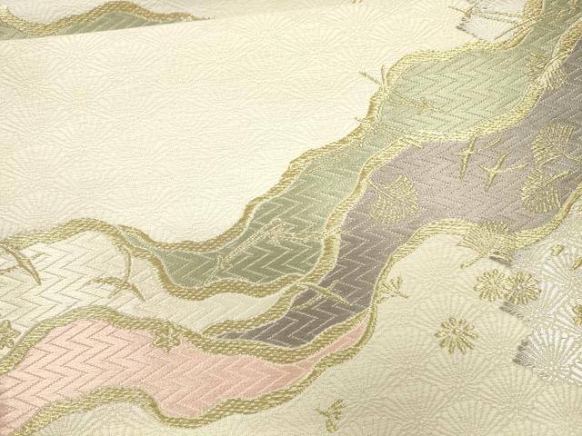 平和屋着物●六通柄袋帯 唐織 流水花鳥文 金銀糸 正絹 逸品 CAAO7427eg