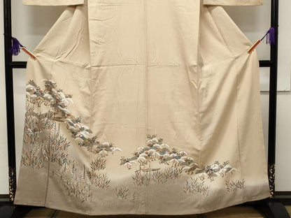平和屋着物■豪華色留袖　船草花文　暈し染め　金糸　正絹　逸品　CAAO8249ut