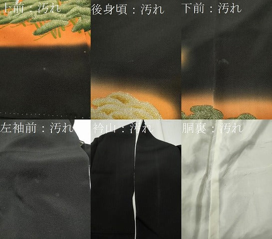 平和屋着物■豪華黒留袖 駒刺繍 飛鶴枝松文 暈し染め 金彩 正絹 逸品 CAAO9362yk
