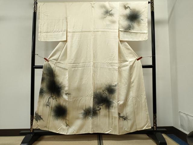 平和屋着物■訪問着　手描き　枝松葉文　暈し染め　正絹　逸品　未使用　CAAP3676yc