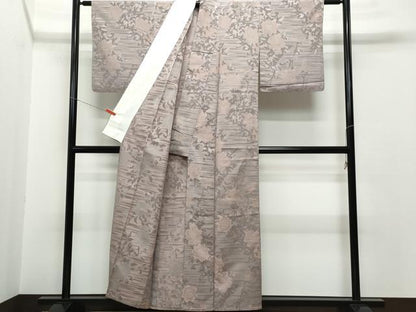 平和屋着物▽上質な小紋 単衣 薔薇 銀糸 正絹 逸品 CAAP4125vf
