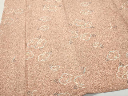 平和屋着物▽上質な小紋 単衣 椿 鬼しぼ縮緬 正絹 逸品 CAAP4386vf