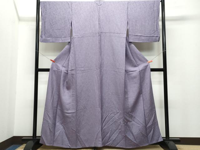 平和屋着物▽上質な色無地 単衣 南天地紋 滅紫色 正絹 逸品 CAAP4388vf
