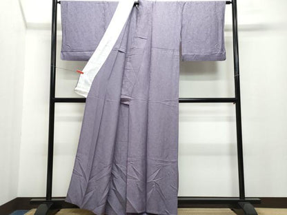 平和屋着物▽上質な色無地 単衣 南天地紋 滅紫色 正絹 逸品 CAAP4388vf