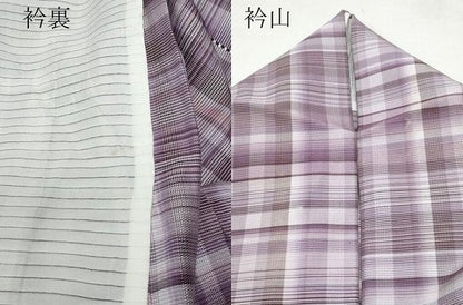平和屋着物▽上質な紬 単衣 格子柄 正絹 逸品 CAAP4389vf