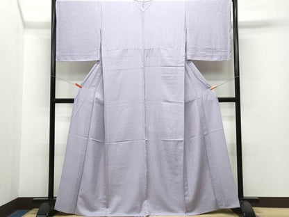平和屋着物▽上質な色無地　単衣　霞地紋　浅紫色　正絹　逸品　CAAP4390vf